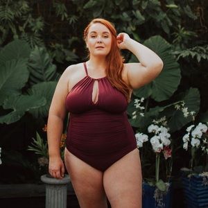 Plum Ruched Side One Piece